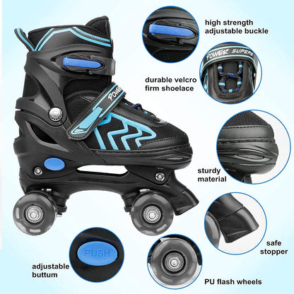 Roller Skates for Kids Adjustable Kids Roller Skates with Light Up Wheels, Fun Illuminating for Boys Girls, Suitable for Both Indoor and Outdoor Use