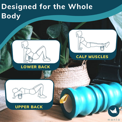 Manta Foam Roller - Firm Massage Roller for Strong deep Tissue Massage - Treat Upper & Lower Back - Improve Spinal Health - Treat Muscle Tension -
