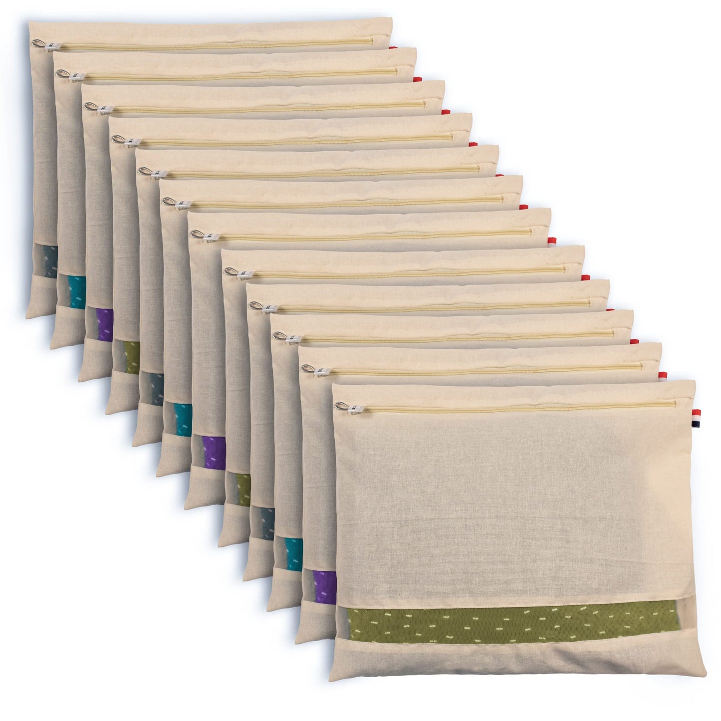 SOLSTICE Cotton Saree Bags, Covers for Storage Set with Zip Closure for Clothes Bags and Wardrobe Organizer with Transparent mesh window