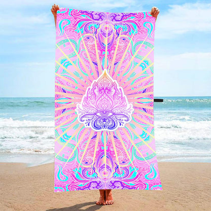 Large Thin Microfibre Beach Towel with Bag for Adult Men Women,160x90cm Pink Eyes Beach Towels Quick Dry Sand Free Lightweight Swim Bath Towel for