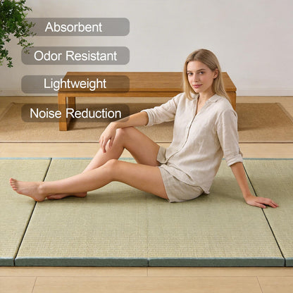 Japanese Traditional Tatami Mat,Mattress Firm And Comfortable 3 Folds Firm And Comfortable Futon Mattress With 100% Natural Green Rush Grass