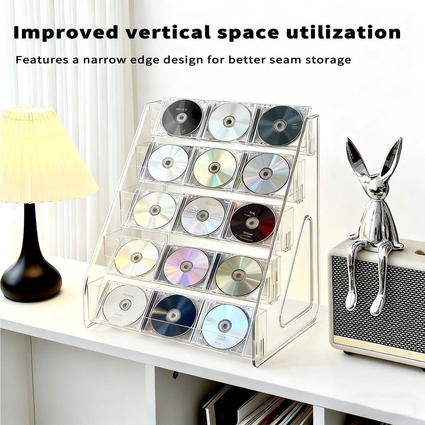 JWShang Card Display Stand, 5-Tier Clear PET Rack for Graded Cards, 1 Pack