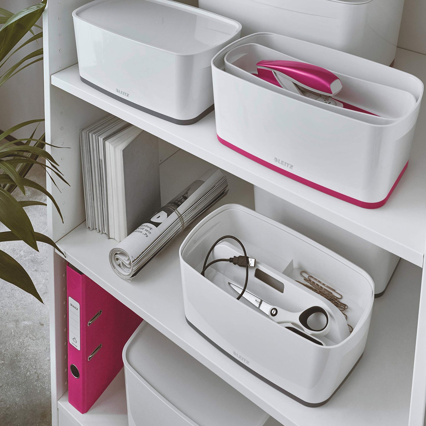 Leitz 5 Litre Storage Box with Lid, waterproof ABS, Pink Metallic