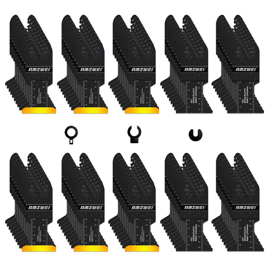 100PCS Oscillating Multi Tool Blades & Accessories Set ? Titanium Saw Blades for Wood Metal Nails Drywall Cutting with Storage Bag Compatible with
