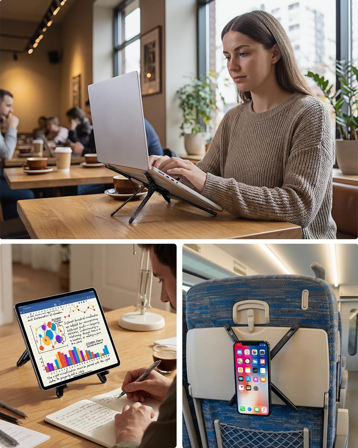 Viozon Portable Laptop Stand for Desk, Foldable Adjustable Computer Riser with Magnetic Phone Holder