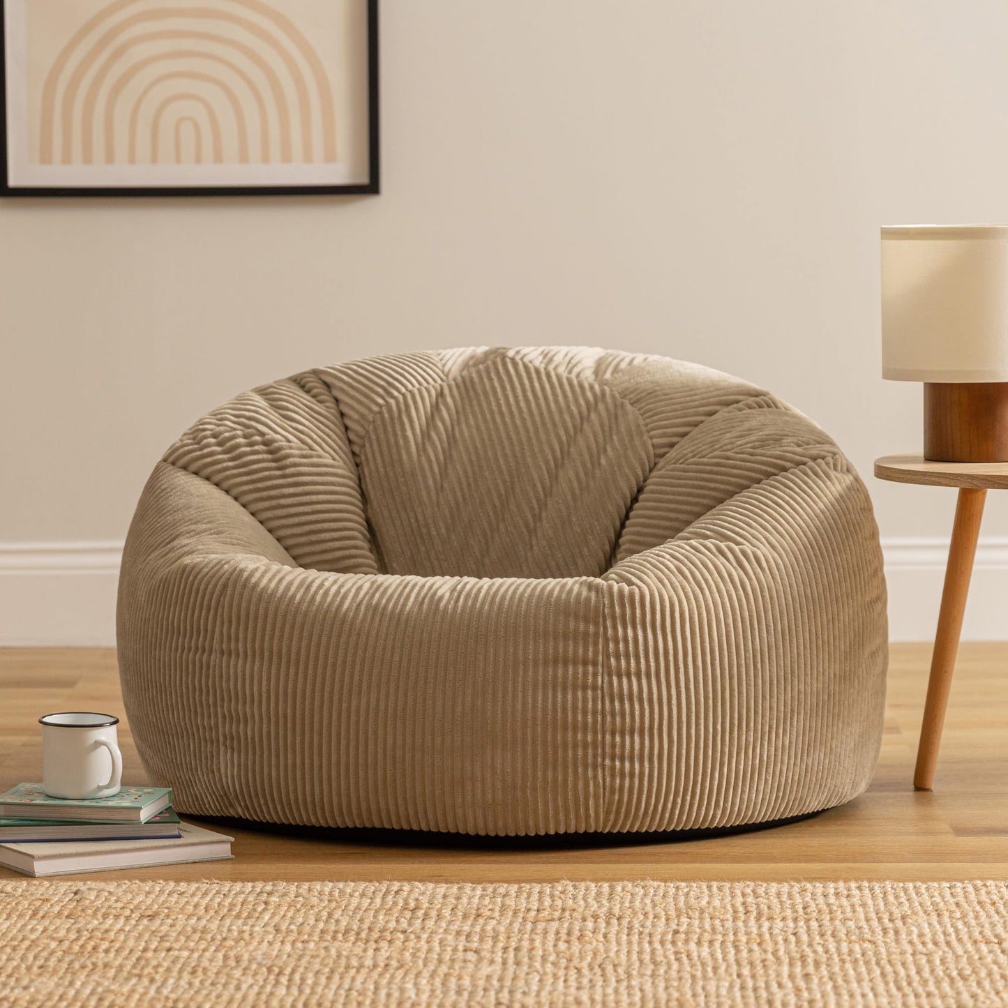 icon Kingston Cord Bean Bag with Filling Included, Beige