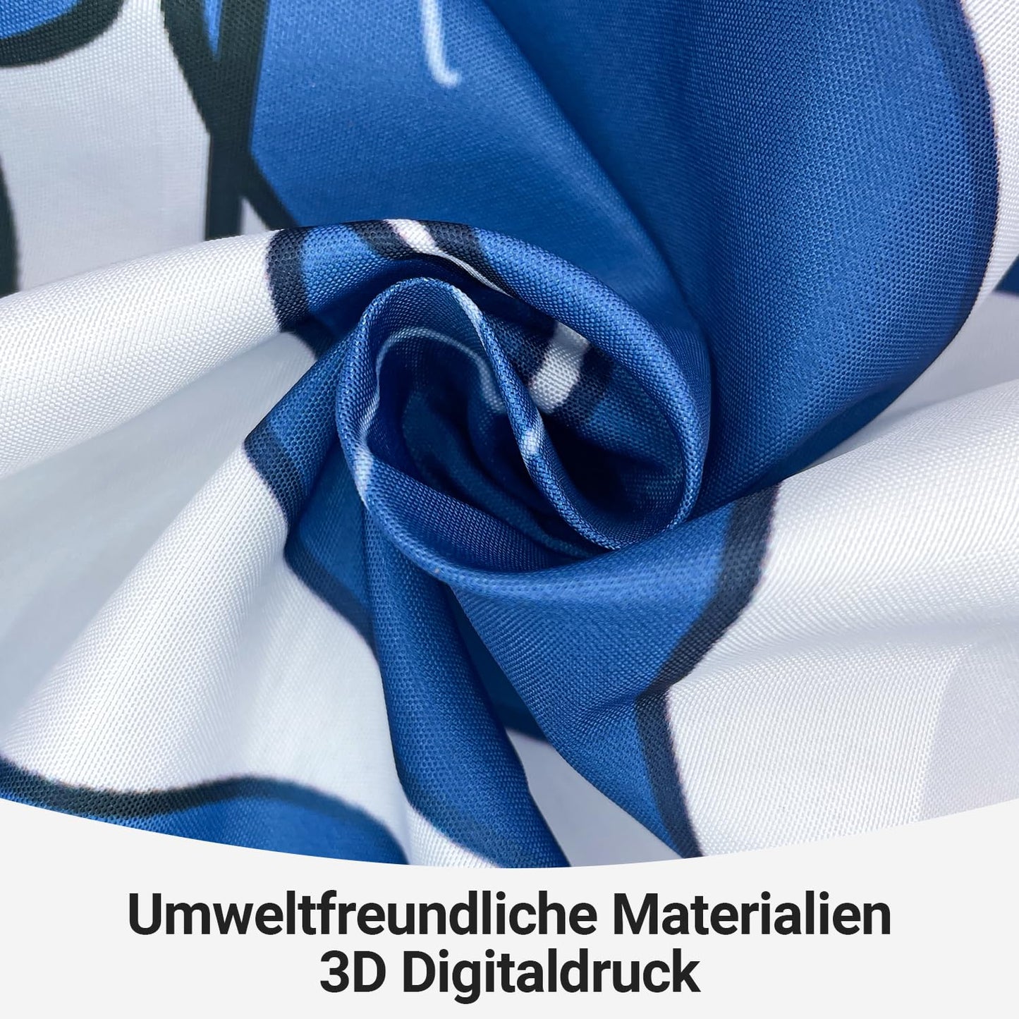 Lerores Shower Curtain, 240 x 180 cm, Blue Leaf, Weighted Hem, Anti-Mould Textile, Water-Repellent