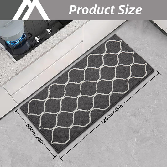 COSY HOMEER Kitchen Mat, 60 x 120cm, Non-Slip Floor Runner Rug, Machine Washable for Entryway, Laundry Room, Grey