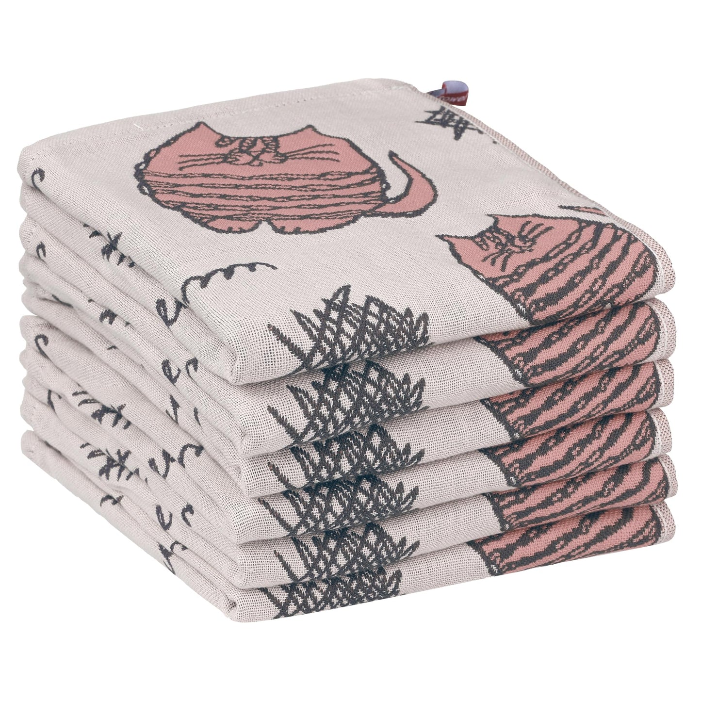 Uxcell Cute Cat Kitchen Towels Pack of 6 100% Cotton Absorbent Decorative