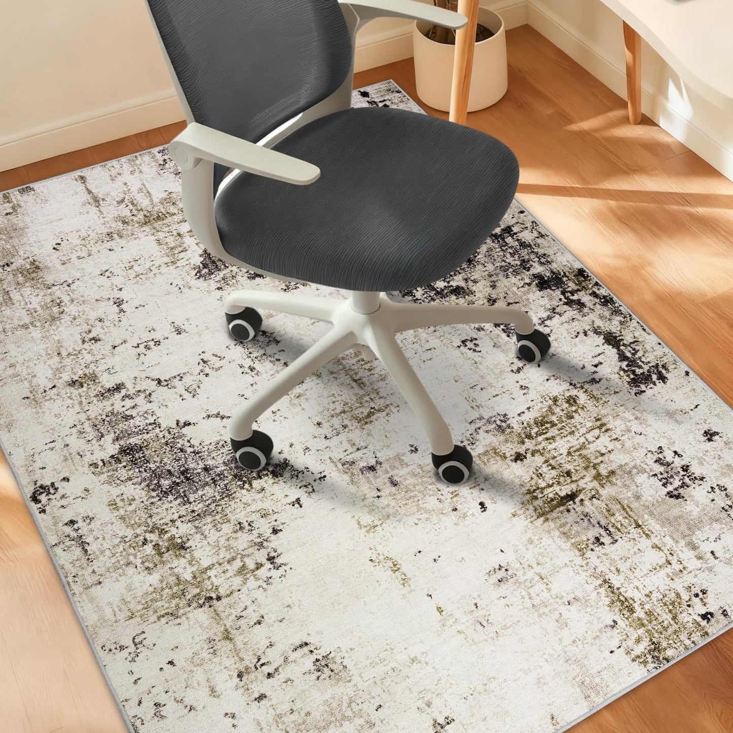 Homcomodar Office Chair Mats for Hardwood Floor 90x120cm Computer Chair Mat for Home and Office Floor Mat for Office Chair Non Slip Rubber Mats(Taupe)