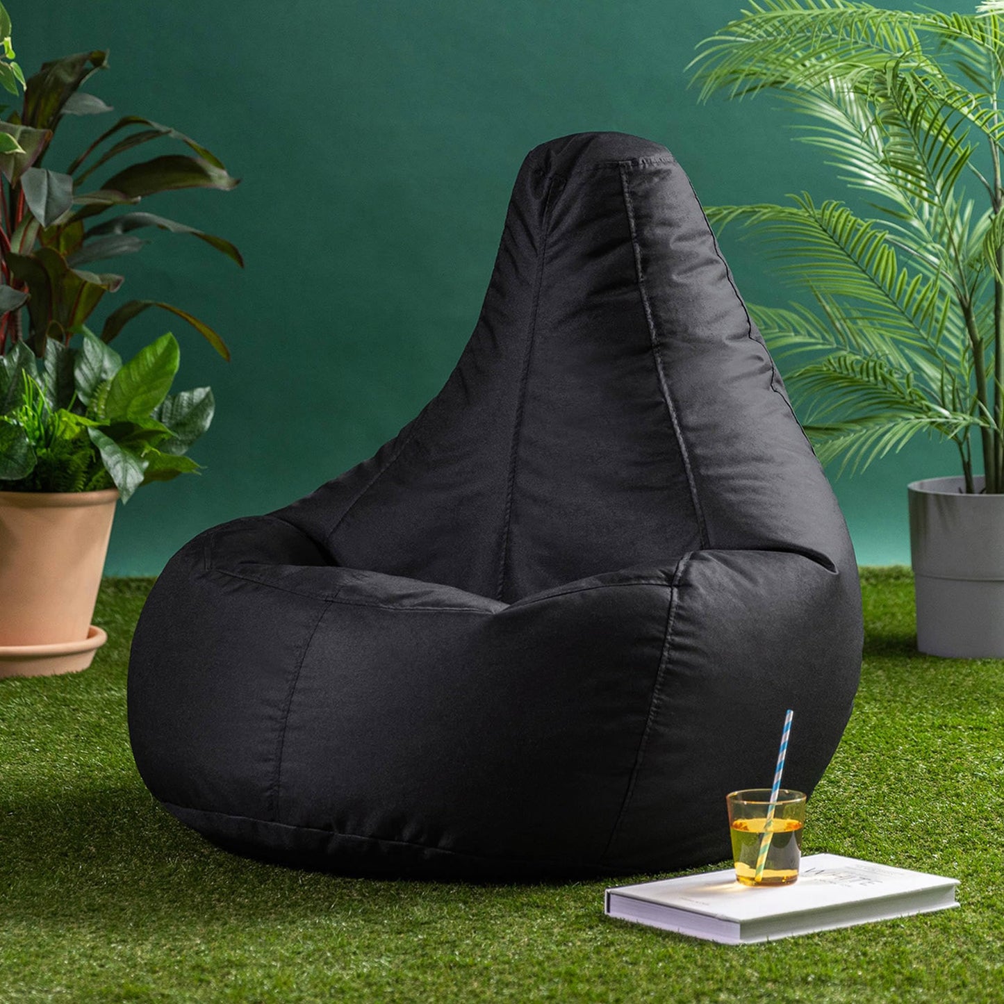 Bean Bag Bazaar Outdoor Bean Bag with Filling Included, Black