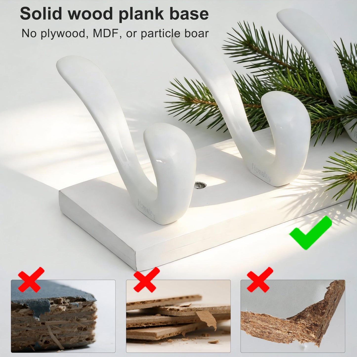 HONSKY Wall Coat Rack, 53cm Wooden Coat Hanger with 7 Double Hooks,Wall Coat Hook,Towel Rack Hanging Coat,Towel,Bag for Entryway, Hallway, Bedroom