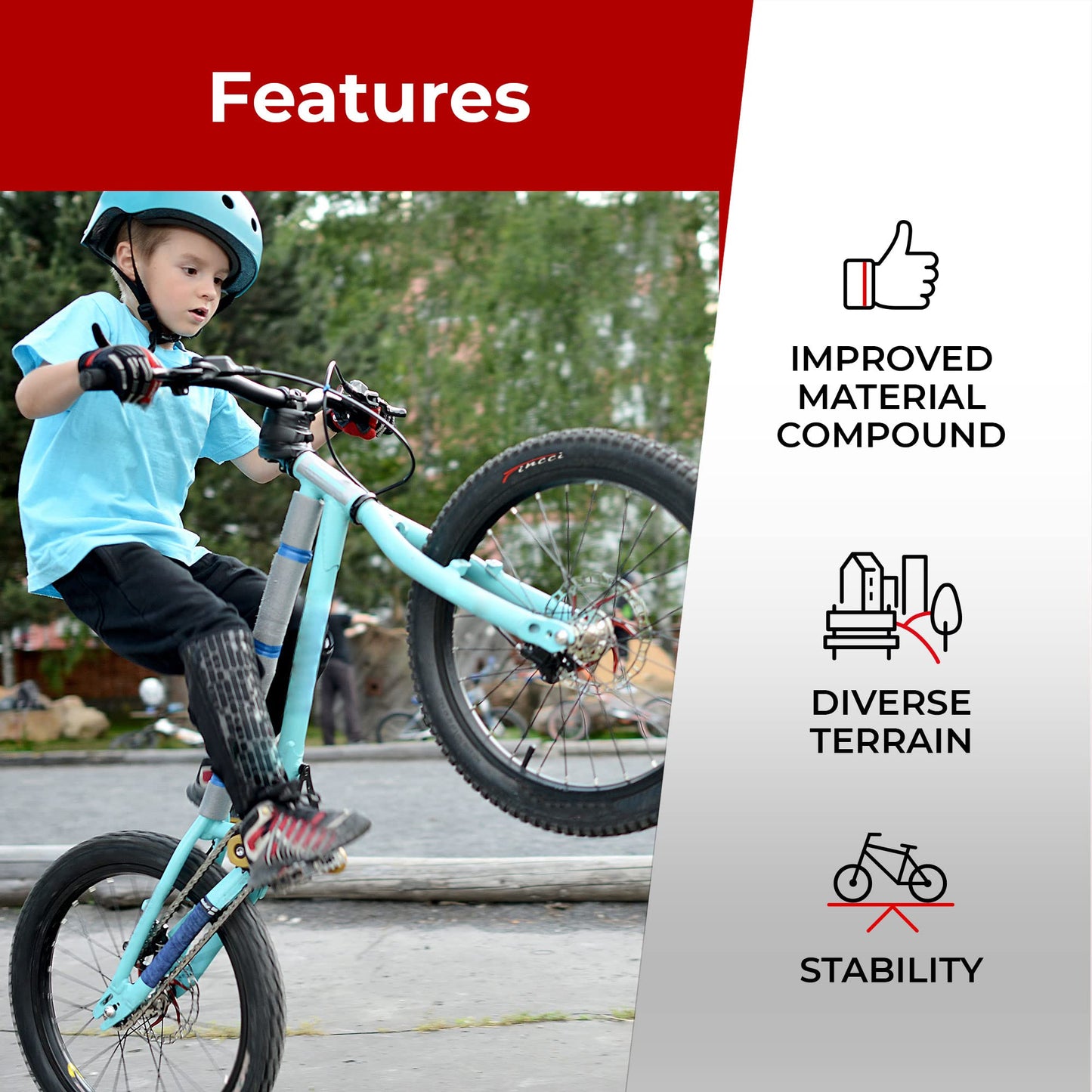 Fincci BMX Bike Tyres 20 x 1.95 Inch - Set Bicycle Tires 53-406 with 2x 20-Inch Schrader Inner Tubes - Pack of 2 Accessories for BMX and MTB bikes for