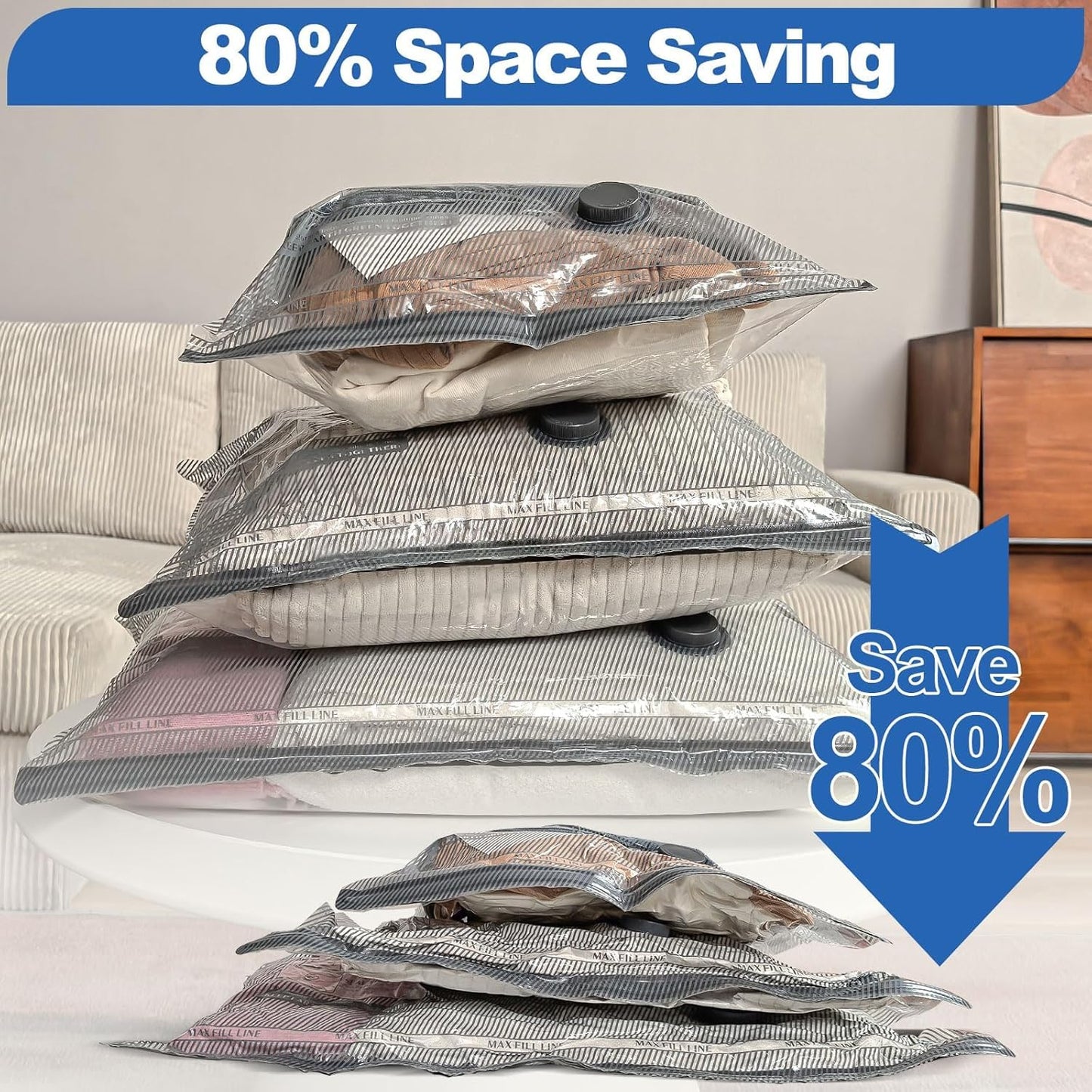 Vacbird Vacuum Storage Bags with Electric Pumps for Travel, 12 Pack