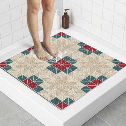 PVC Square Loofah Shower Mat Non Slip 70x70 CM, Anti Mould Quick Drying Bath Mat for Inside Shower, Anti Slip Shower Mats for Bathroom Floor
