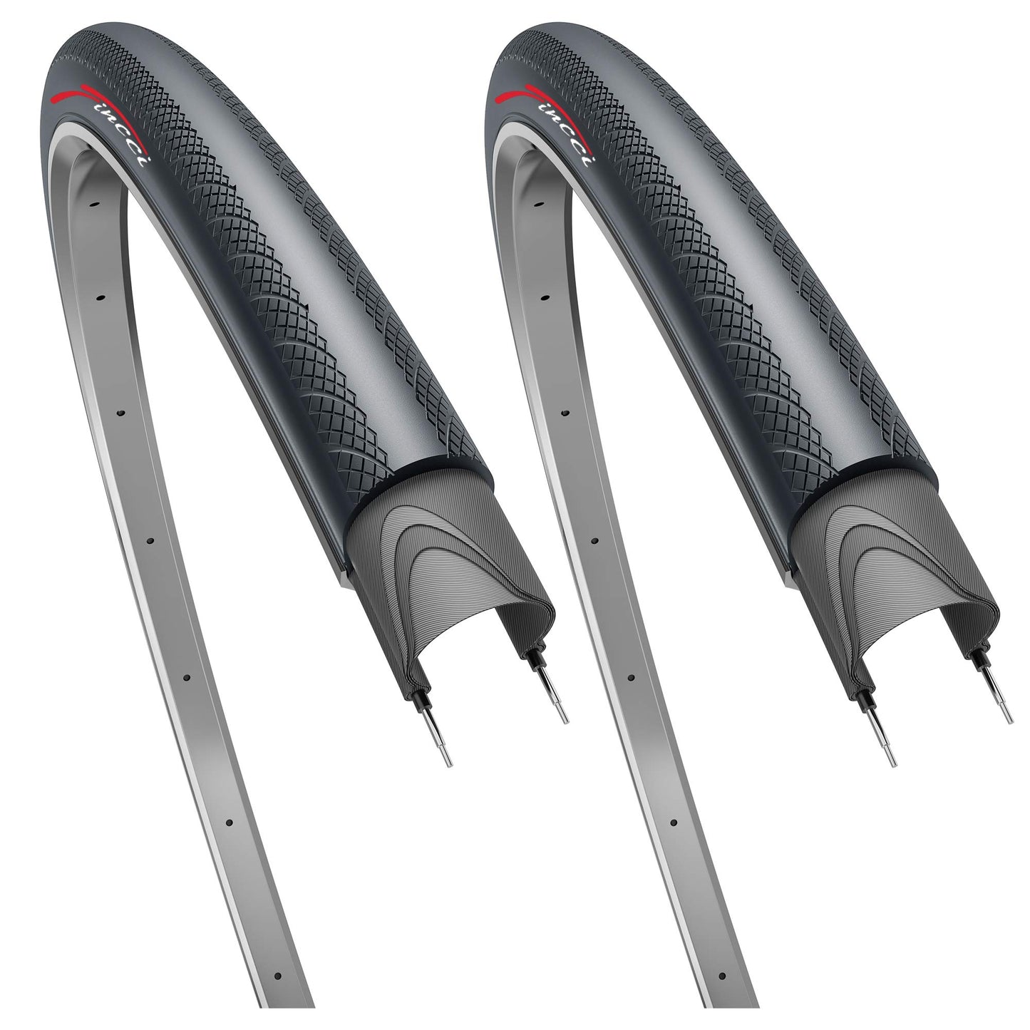 Fincci Road Bike Tyres 700 x 25c - Pair Bicycle Tyres 700c, 25-622, 60 TPI for Hybrid, Gravel, Road bike - Appropriate for Cycling and Training - Pack