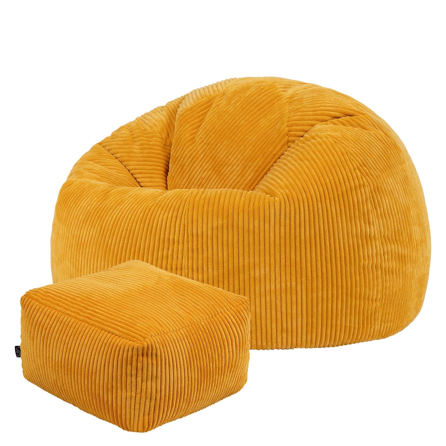 icon Kingston Cord Bean Bag & Footstool with Filling Included, Yellow
