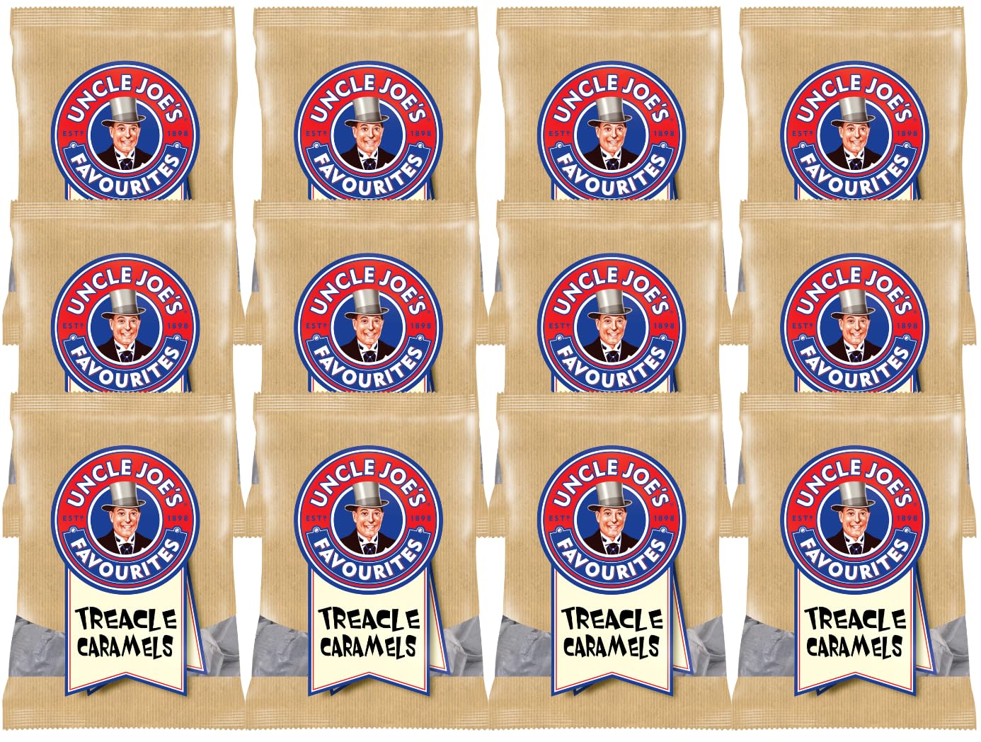 Uncle Joe's - Treacle Caramel Favourites, Rich & Smooth, 12 x 75g Bag