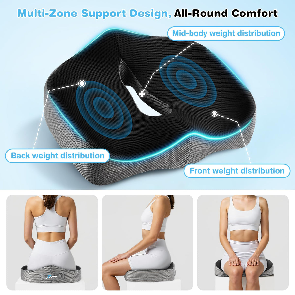 POOTACK Seat Cushions - Memory Foam Office Chair Cushion with Non-Slip