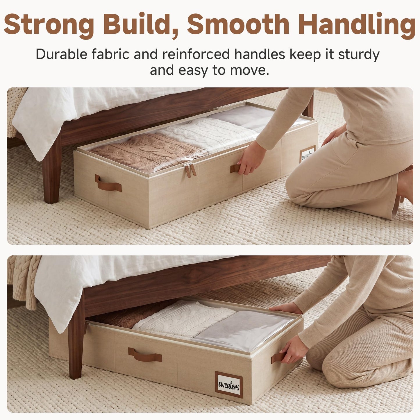 StorageWorks Underbed Storage Boxes with Lids, Large Under Bed Storage Box Containers for Bedroom Accessories Organising Clothes Bedding