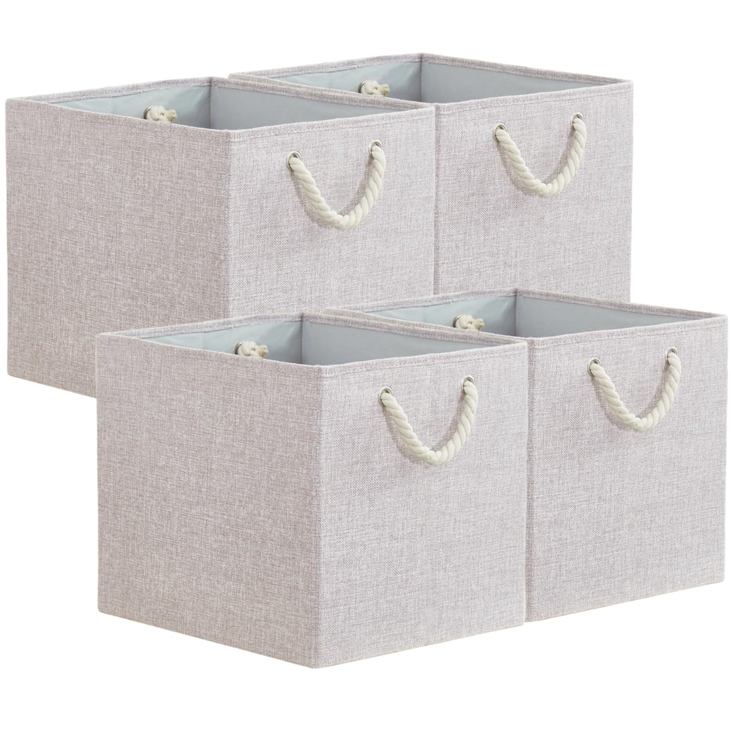 Mangata 4 Pack Storage Cubes for Shelves, Fabric Storage Boxes with Cotton Rope Handles Home Organization