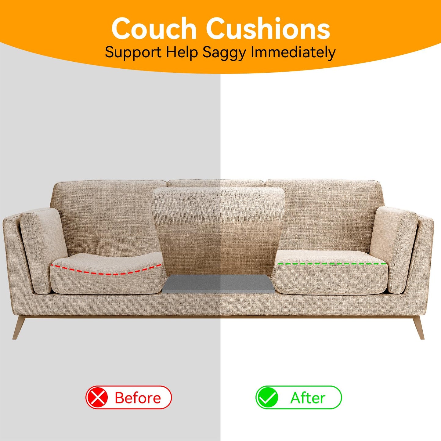 OFKAIS 60 x 50cm Sofa Support for Sagging Cushions,Sofa Cushion Support-3PC