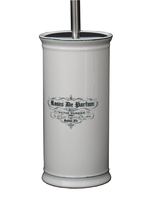 Roses De Parfum Ceramic Vintage Bathroom Accessory Toilet Brush Holder with Brush Gift Idea