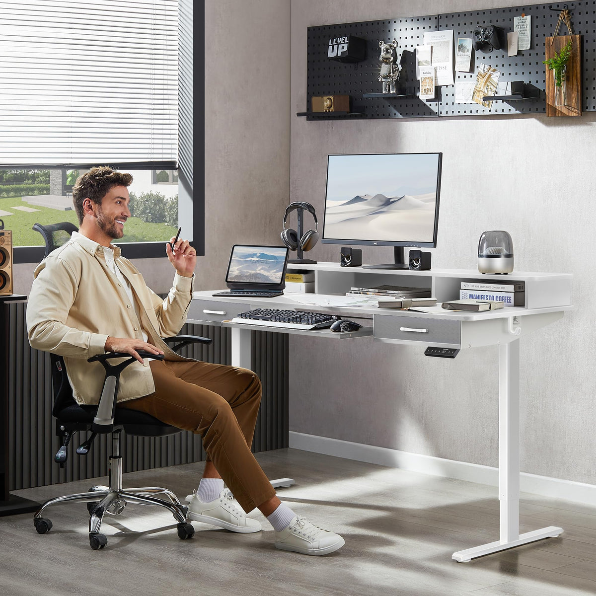 WALKINGDESK Electric Standing Desk with Keyboard Tray, 160 x 60 cm