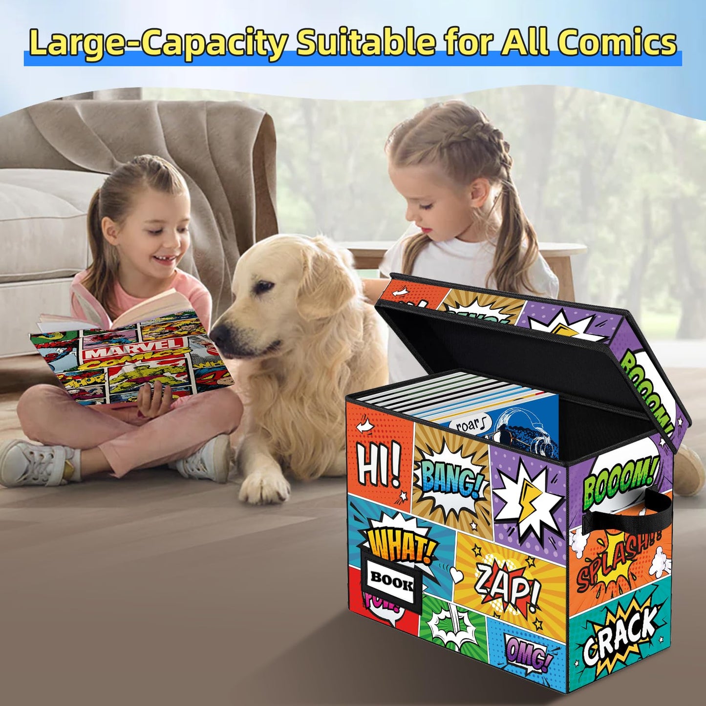 YNSZAS Collection Comic Storage Box, 15.8" X 7.8" X 11.8", Collapsible Short Box, Holds 160-180 Comics