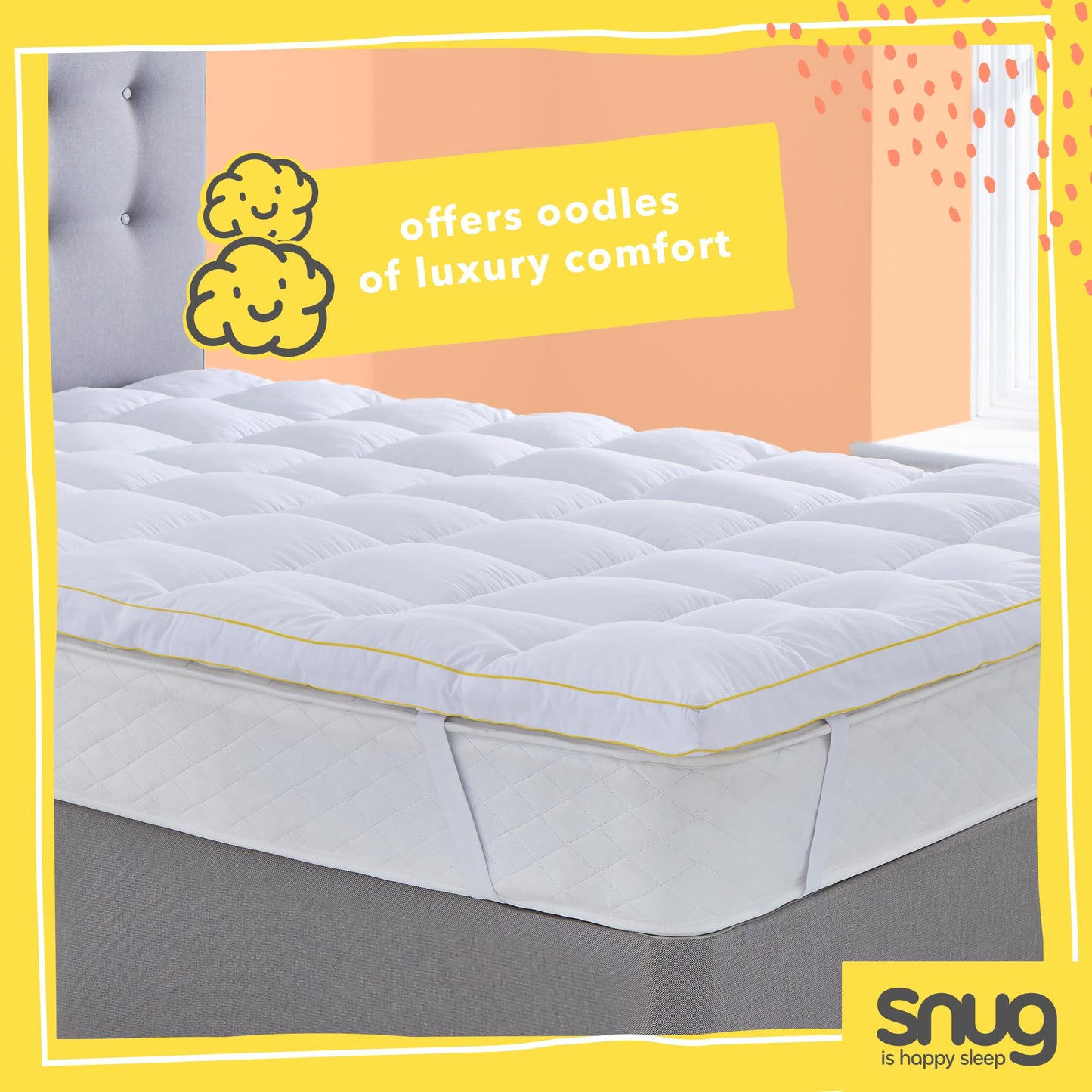Snug Deeply Dreamy Mattress Topper Single Bed - 10cm 4 Inch Extra Thick Mattress Enhancer with Elasticated Straps Quilted Comfortable Super Soft -