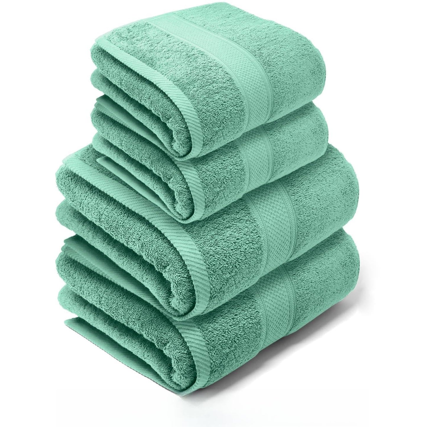 LEBENGOOD Bath and Hand Towel Set Cotton 550gsm | 2 Hand Towels (50x90) and 2 Bath Towels (70x130) | Large, Soft, Absorbent (2 50x90 2 70x130 Aqua)