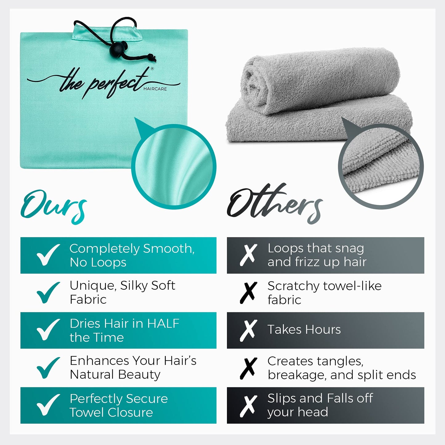 THE PERFECT HAIRCARE Hair Towel and Curl Scrunching Towel Set for Curly Hair Women and Girls - Wet Plopping SOTC & Micro-Plop