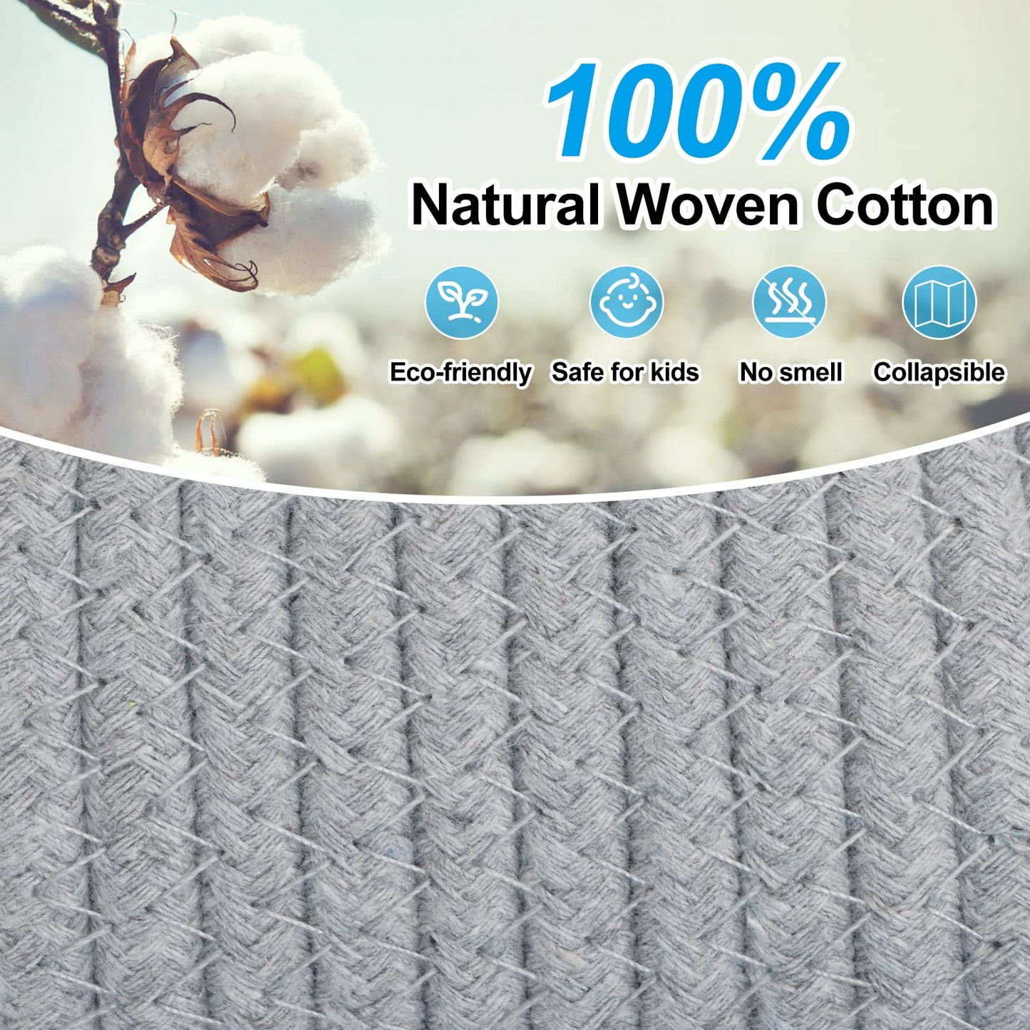 AmapleL Woven Storage Basket with Handles for Toilet Tank Top, Bathroom Storage Organizer Basket Bin Toilet Paper