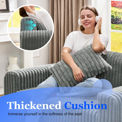 Hobestluk Single Foam Sofa with Pillows Comfy Furry Couch for Small Spaces