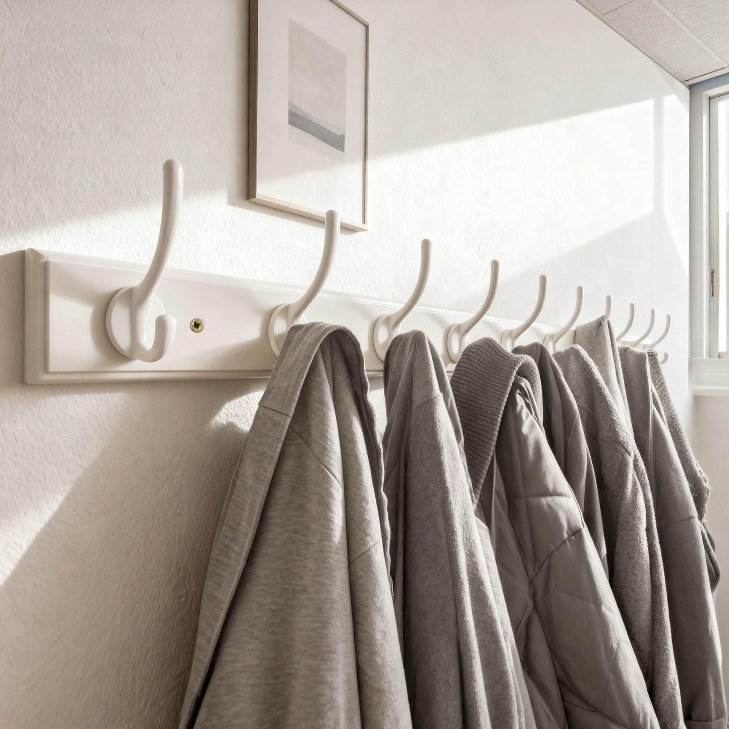 WEBI Coat Rack Wall Mounted,10 Hooks,97cm Long Wall Coat Hanger,Coat Hooks Wall Mounted for Hanging Coats,Clothes,Jacket,White