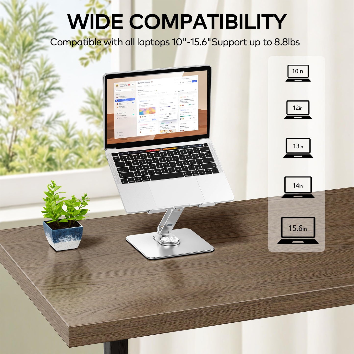 Auvo ALS06 Laptop Stand, Adjustable Computer Stand with 360° Rotating Base, Ergonomic Laptop Riser for Desk, Fits 11-15.6 inch Laptops