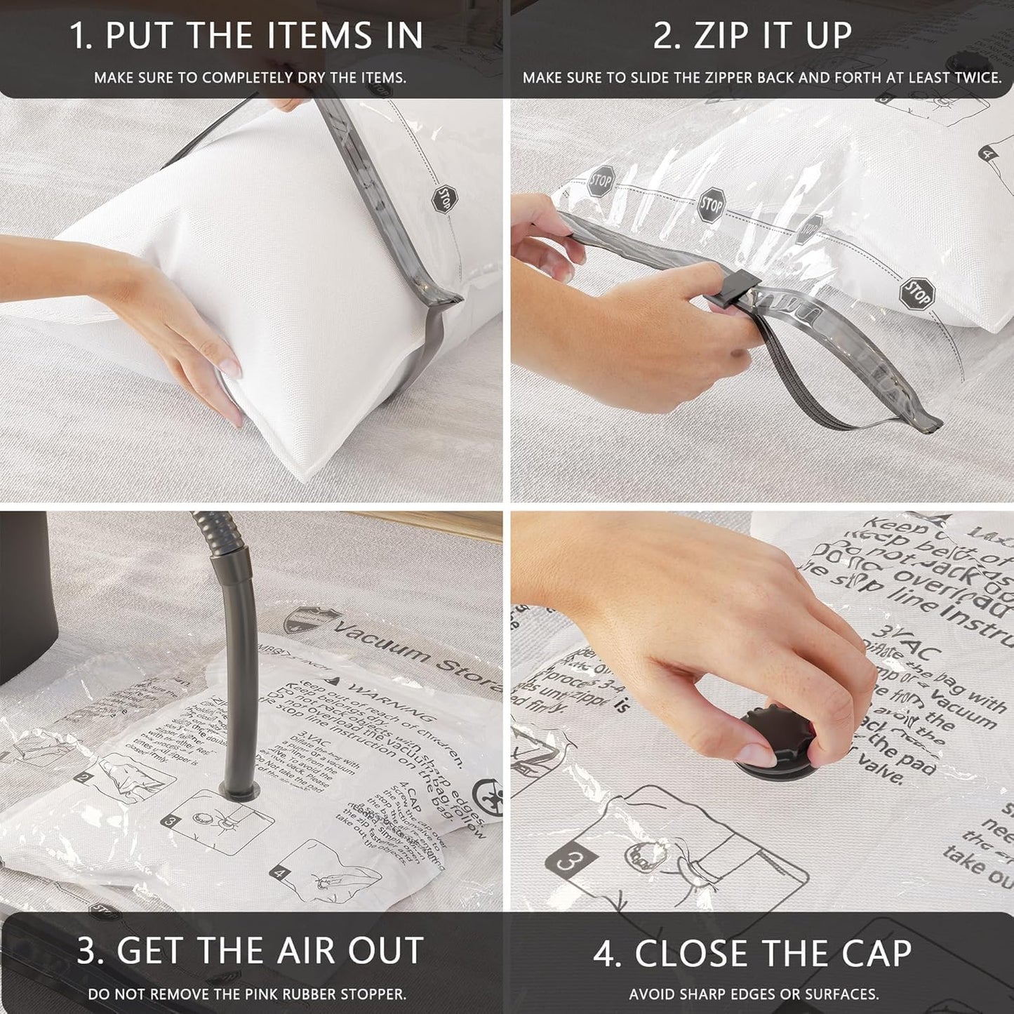 Vacuum Storage Bags 8 Jumbo, Space Saver Bags with Travel Hand Pump, Compression Seal Bags for Clothes, Duvets