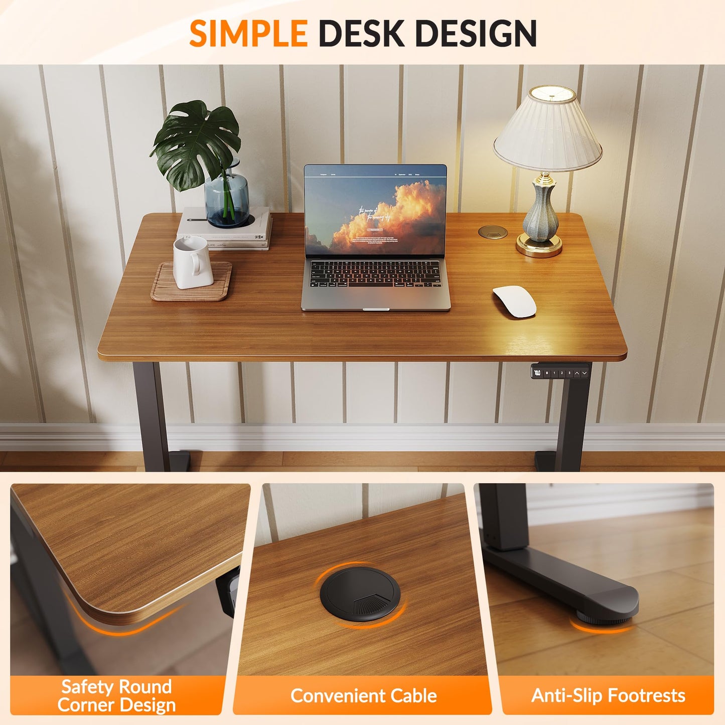 ELEGANT Electric Standing Desk 120x60cm, Height Adjustable Sit Stand Desk