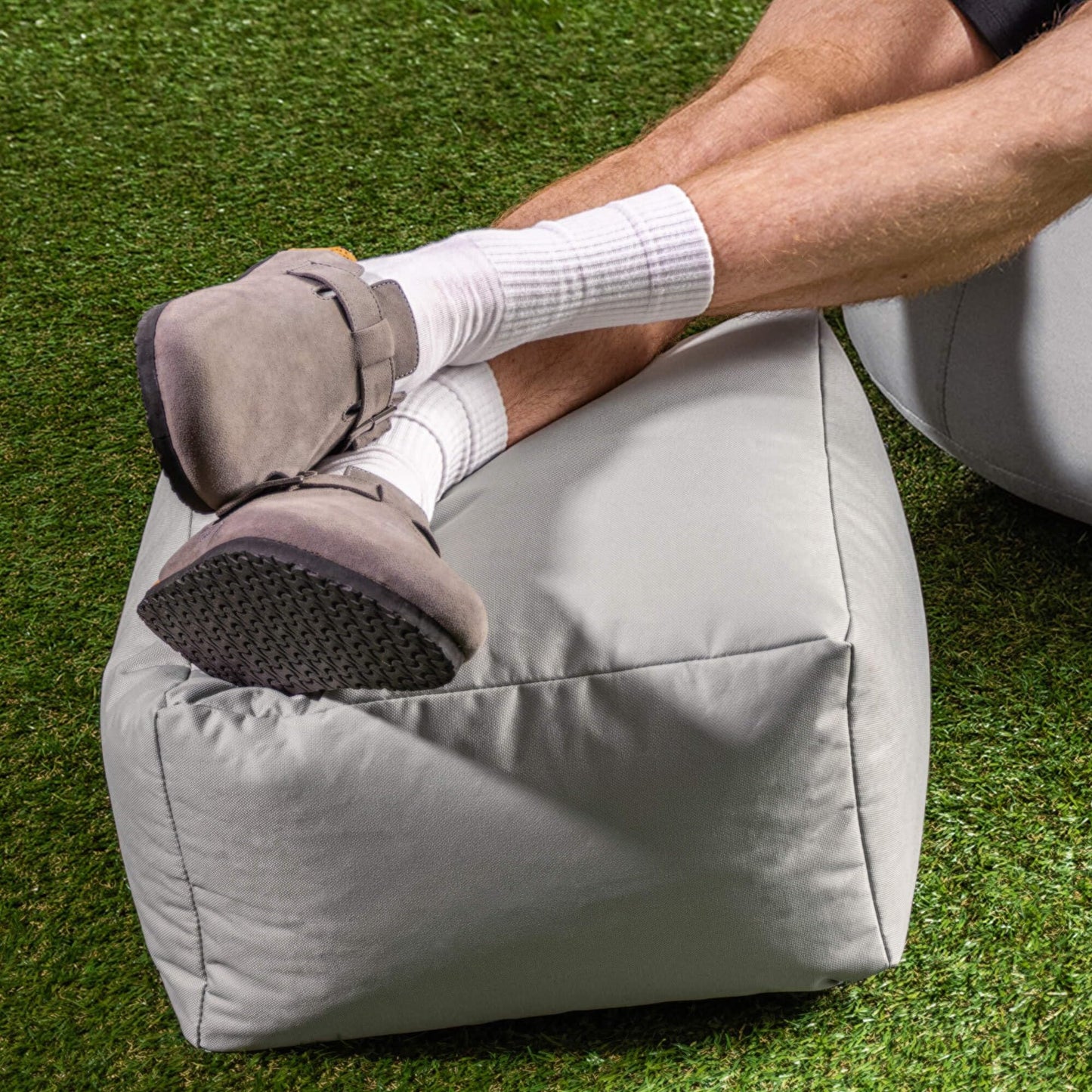 Bean Bag Bazaar Outdoor Bean Bag Footstool with Filling Included, Grey