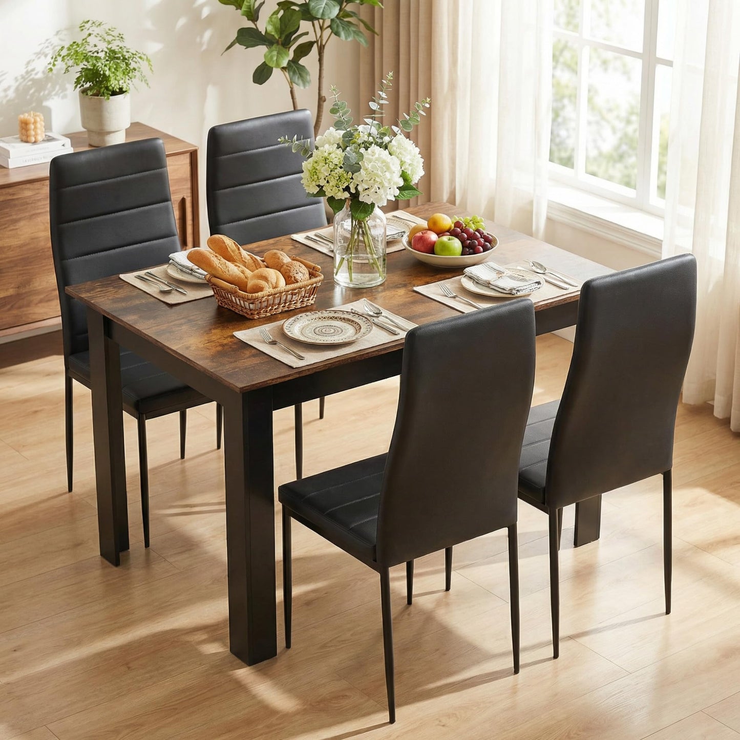 Mondeer Dining Table, Kitchen Table for 4 People, 120W x 80D x 75H cm
