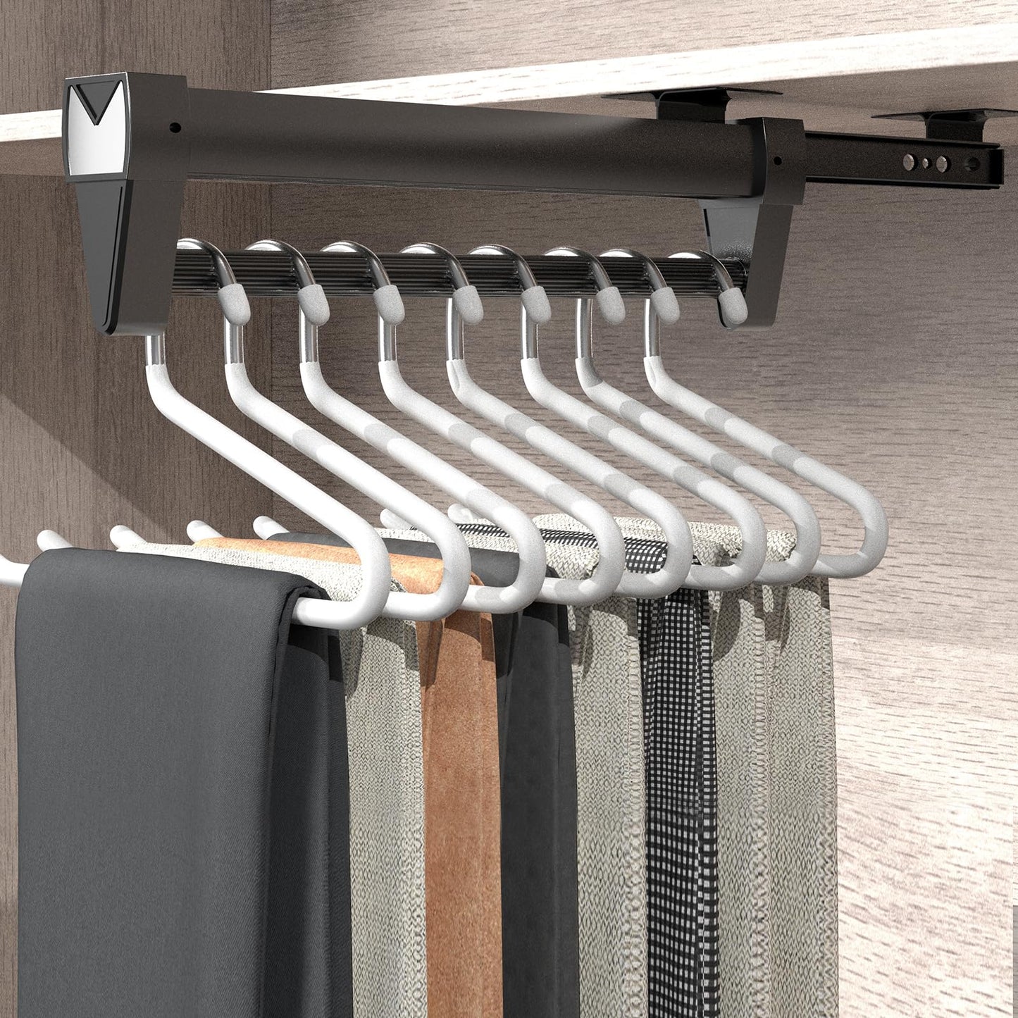 Pull Out Clothes Rail,Pull out Hanger Rail (26-61CM) Steel Adjustable Clothes Rail For Trousers Clothing Storage, Space Saving (61CM)