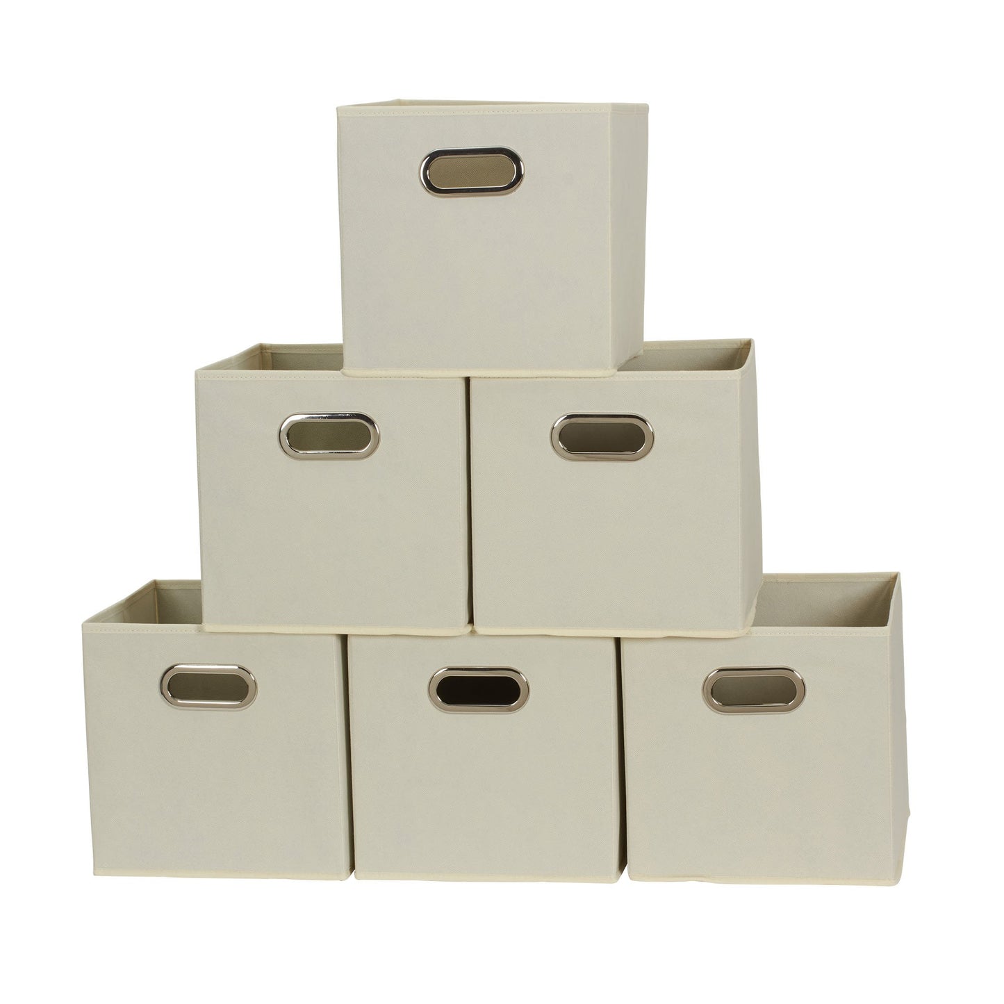Household Essentials 82-1 Foldable Fabric Storage Bins | Set of 6 Cubby Cubes with Handles | Natural, 6 lbs