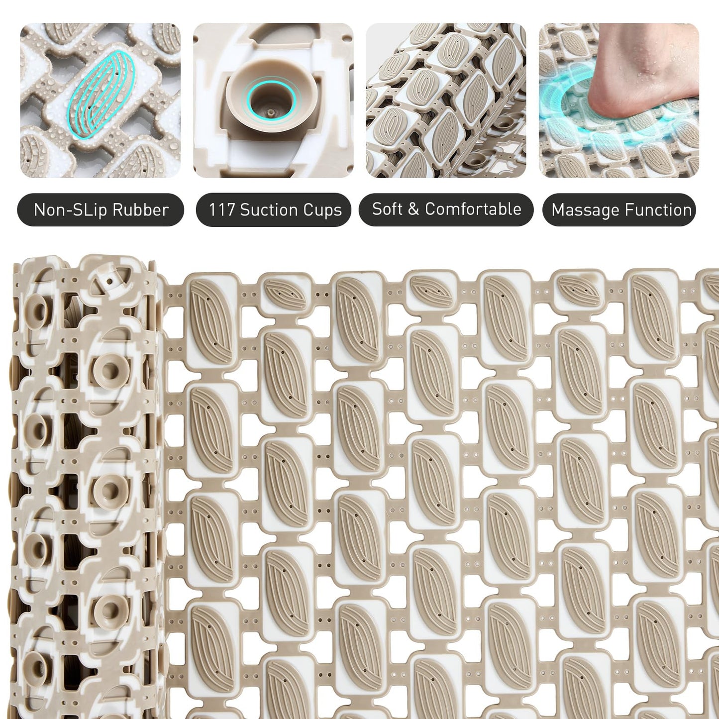 XIYUNTE Shower Mat Non Slip Anti Mould - 70 x 40cm Non Slip Shower Mats for Inside Shower