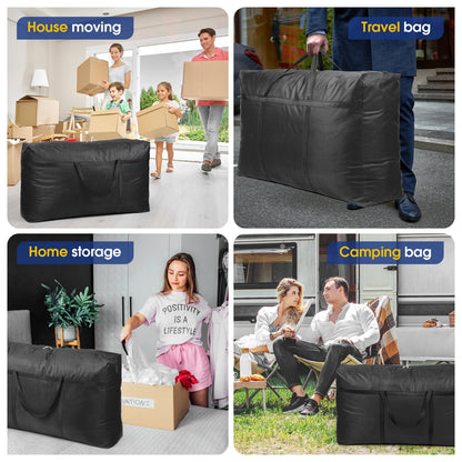 YiMiLiu 180L Extra Large Storage Bag Waterproof Luggage Bag Heavy Duty Moving Bag black