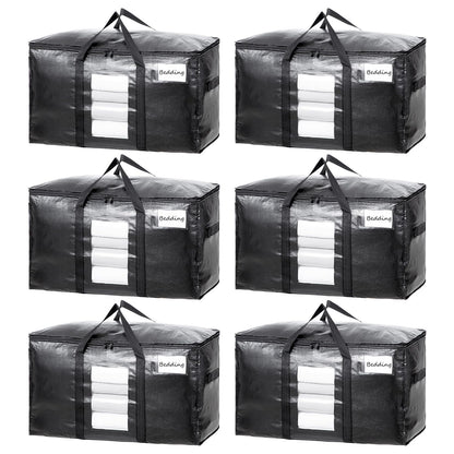 TAILI Moving Bags Extra Large Heavy Duty 6 Pack,Clear Window & Reinforced Handles, Storage Bags with Zips for