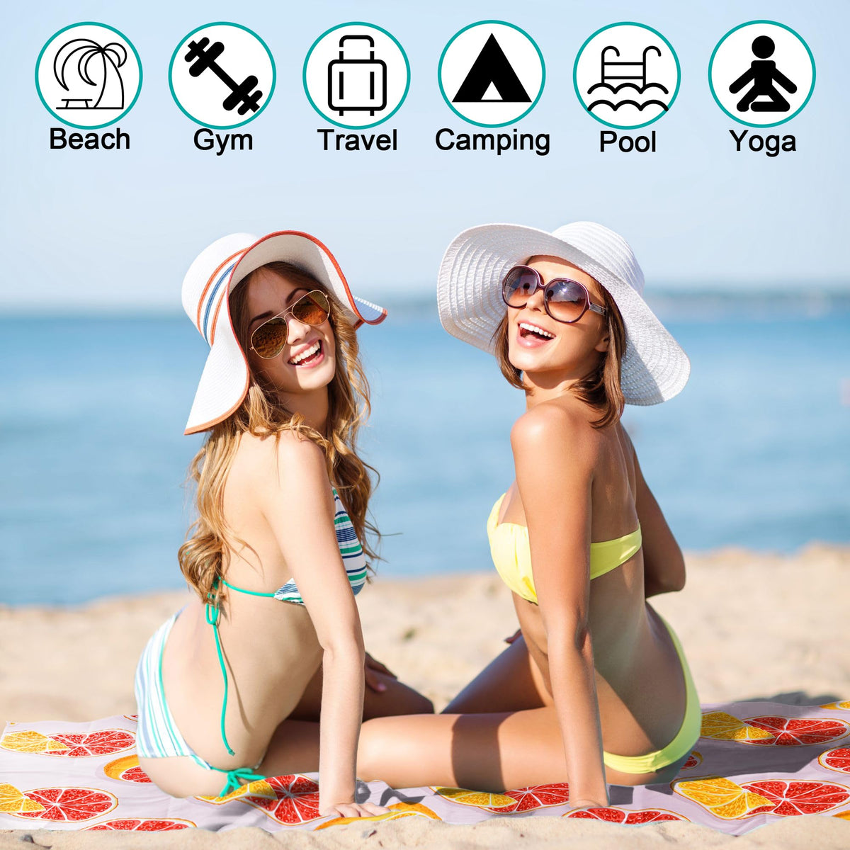 Lubibi 2 ps Microfiber Beach Towel 80*160cm Large Towel For Swimming Sports
