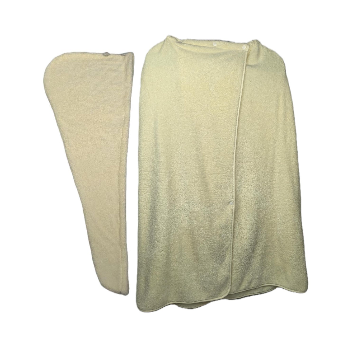SOFTBATFY Women Microfiber Bath Wrap Towel and Hair Drying Towel - Adjustable Soft Body Wraps Dress with Hair Towel (Beige)