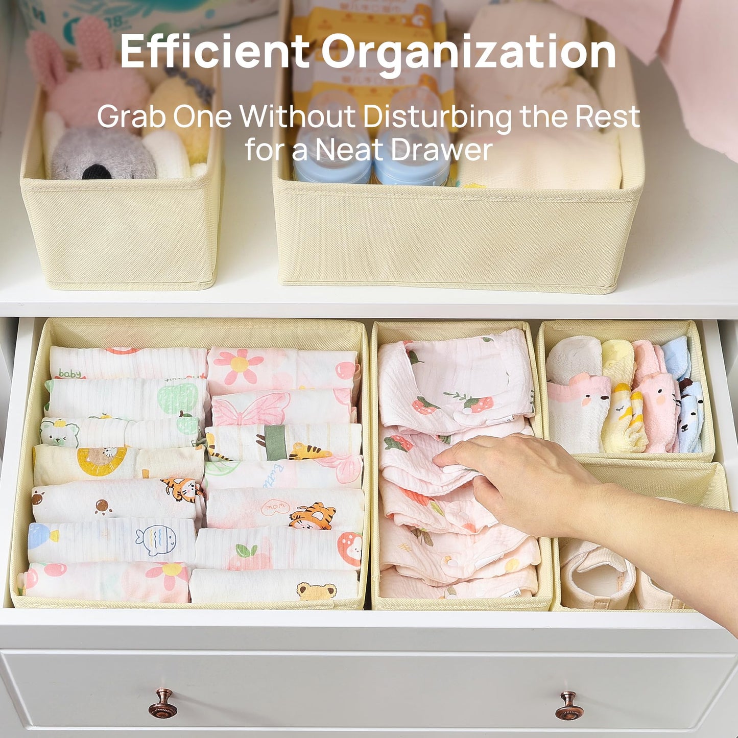 Vtopmart 12 Pack Baby Clothes Organizer, Dresser Drawer Organizer for Baby Clothing, Foldable Fabric Closet Drawer Storage Bins