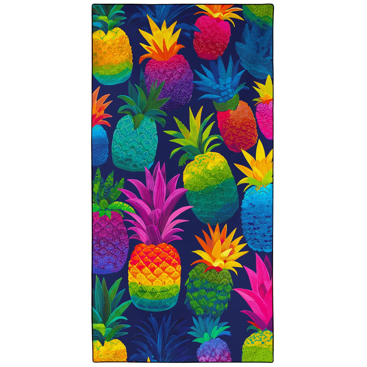 Violetpos Rainbow Pineapple Beach Towel, Extra Large 180x90 cm 250GSM Microfibre, Sand Free Quick Dry