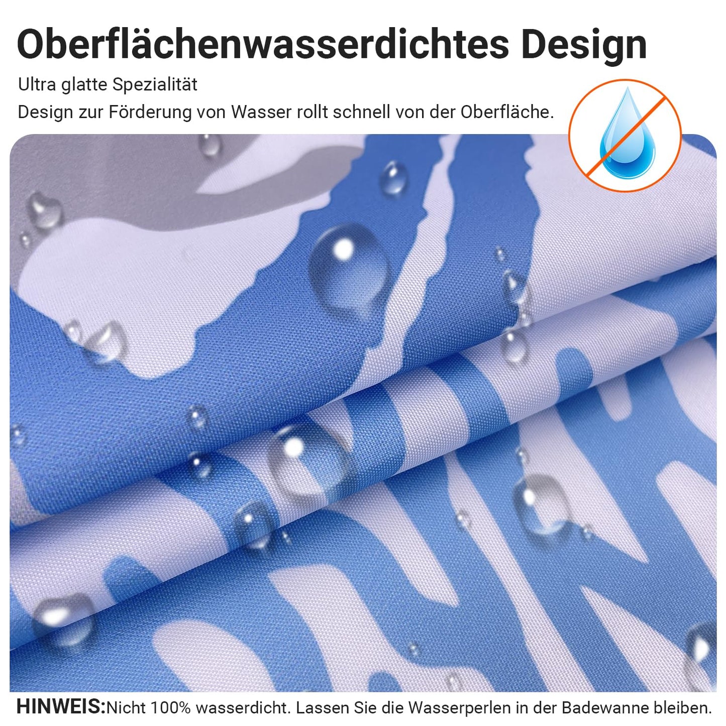 Lerores Shower Curtain 240 x 180 cm, Underwater Algae Anti-Mould Textile, Weighted Hem, Water-Repellent